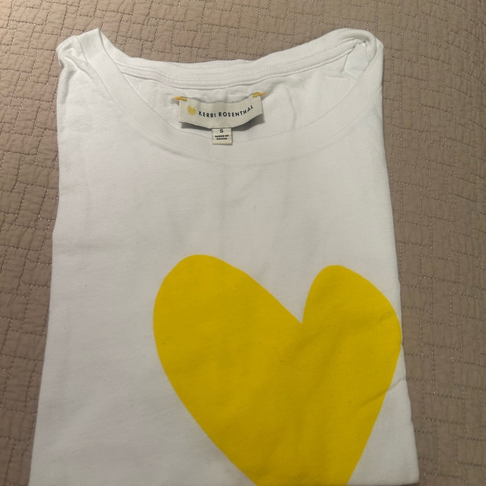 Kerri Rosenthal White Short-Sleeve Tee with Yellow Heart